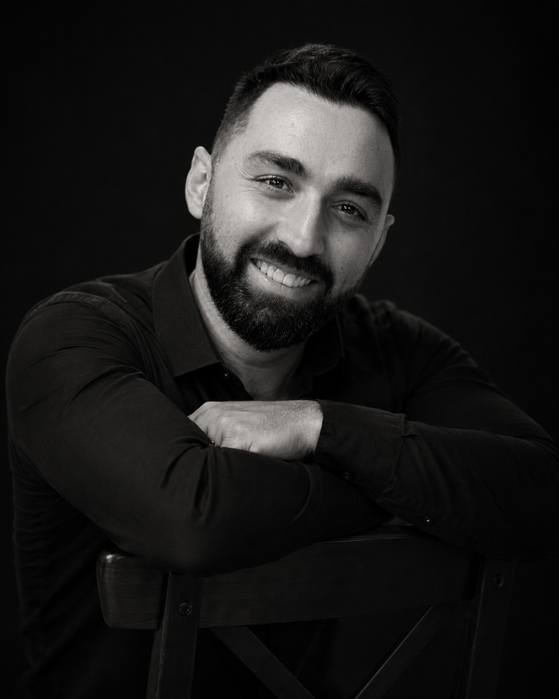 Sitting on the chair studio portrait — result example