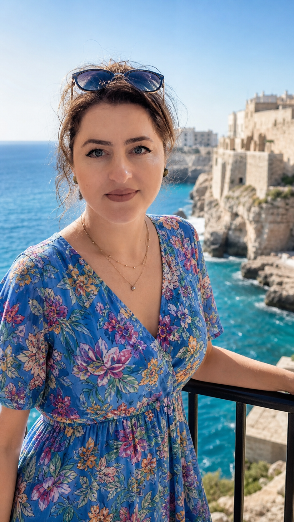 Summer Portrait of Woman in Floral Dress by the Sea — result example