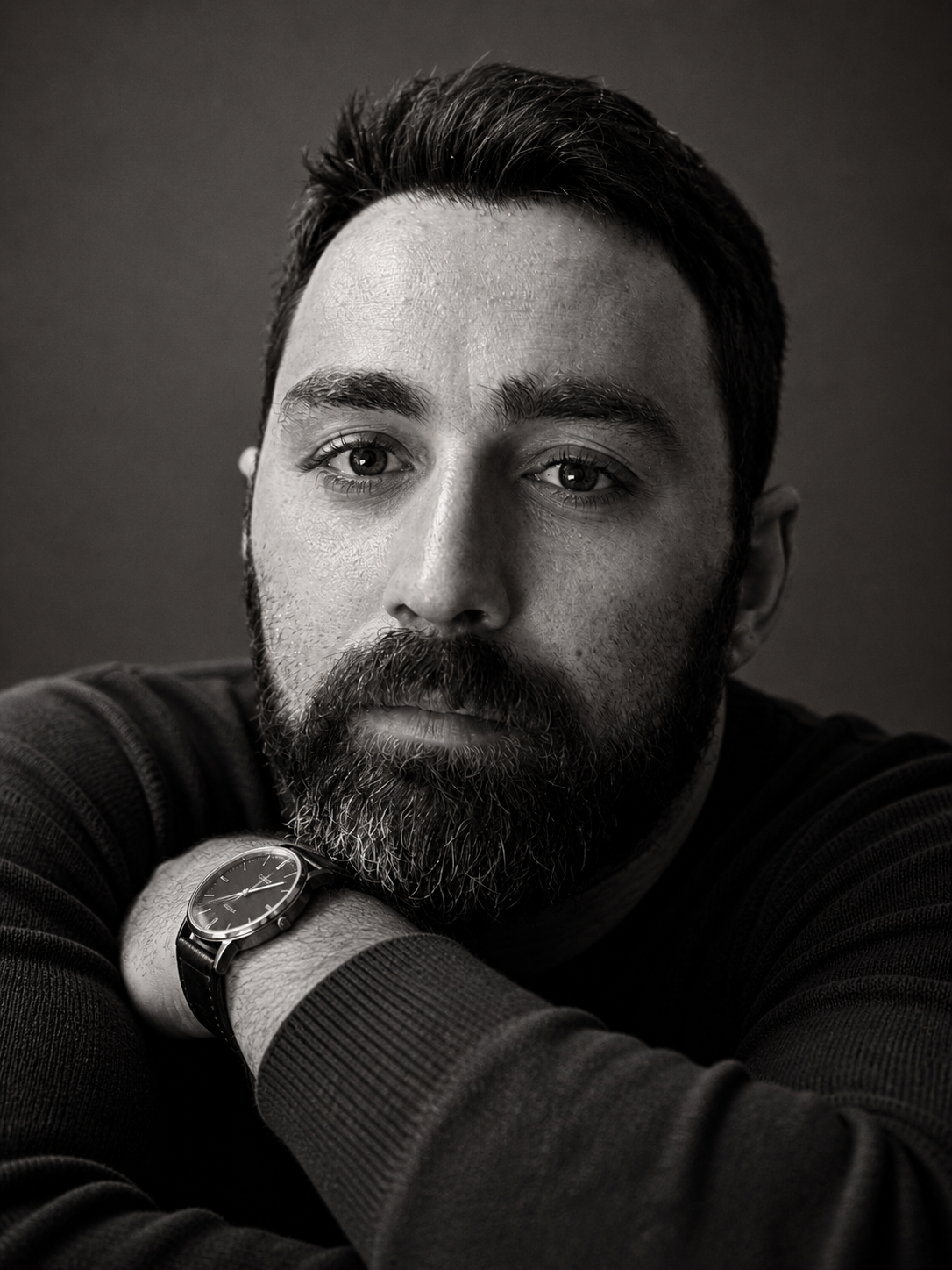 Monochrome Portrait of Man — result example